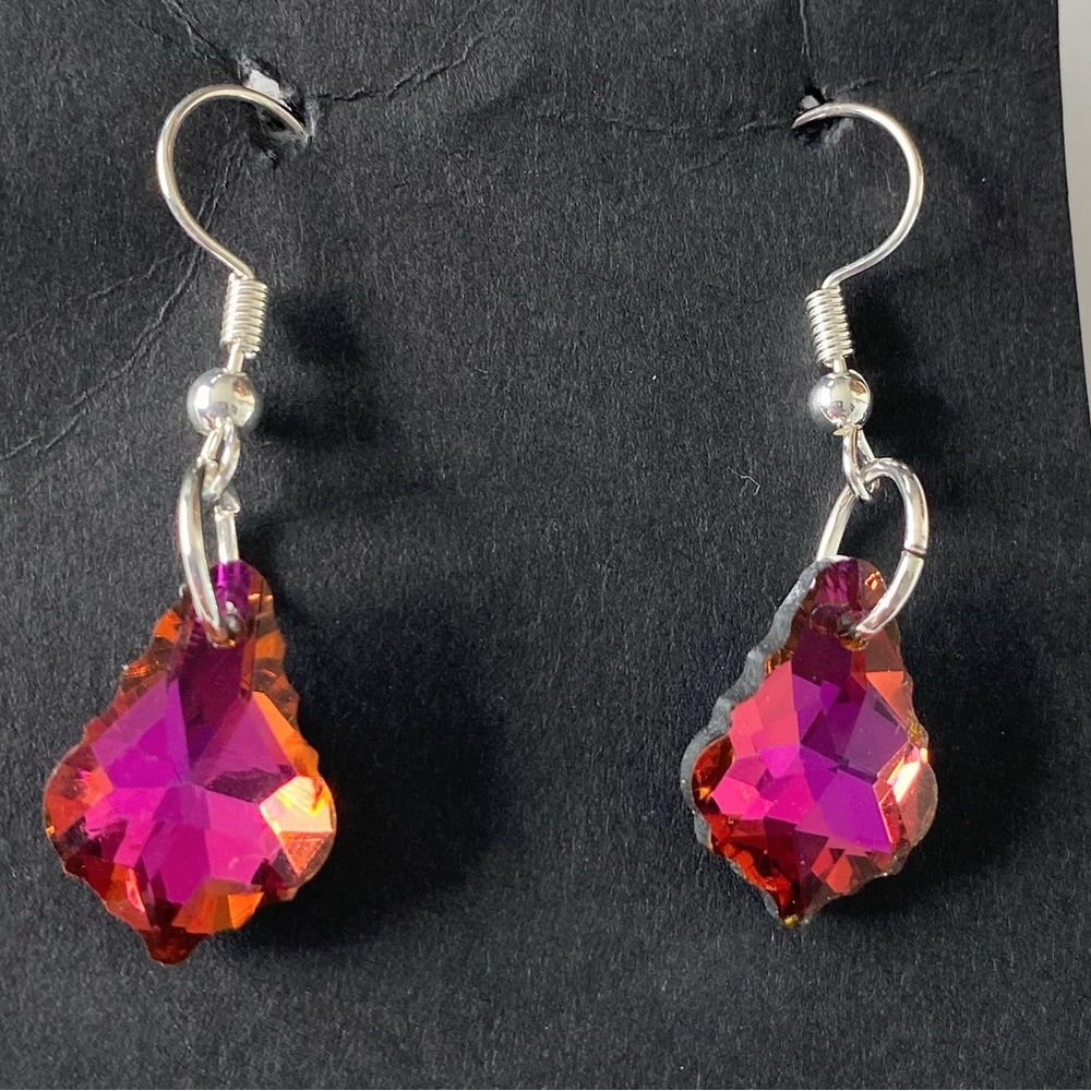 Hand Crafted Purple and Orange Earrings